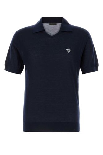 Midnight Blue Cashmere Polo Shirt - Prada - Modalova