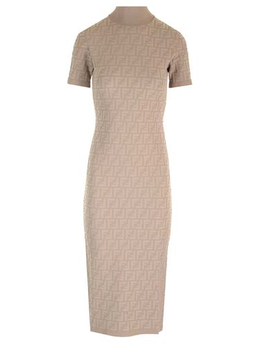 High-neck Short-sleeved Midi Dress - Fendi - Modalova