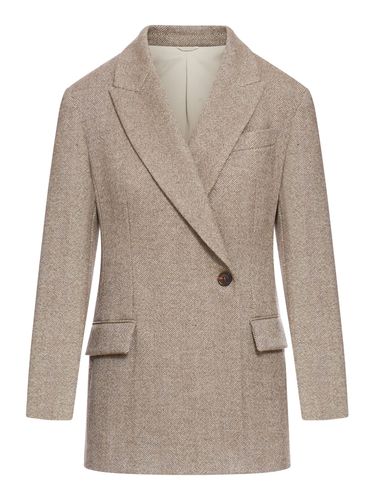 Double-breasted Herringbone Blazer - Brunello Cucinelli - Modalova