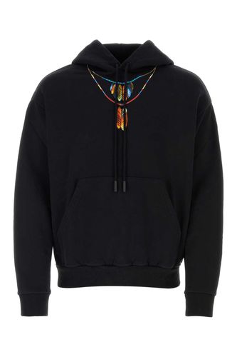 Black Cotton Oversize Feathers Necklace Sweatshirt - Marcelo Burlon - Modalova