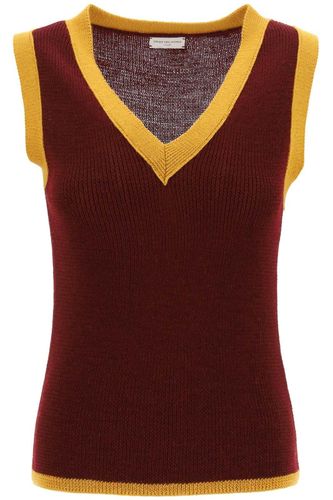 Two-toned V-neck Knitted Vest - Dries Van Noten - Modalova