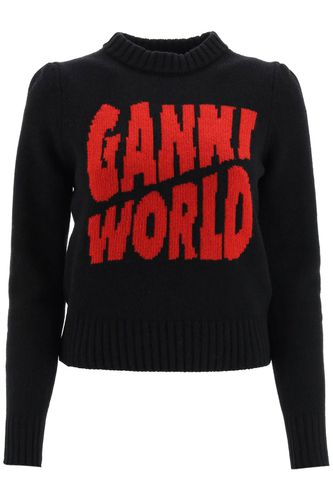 World Inlay Wool-blend Sweater - Ganni - Modalova