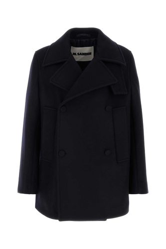 Jil Sander Navy Blue Felt Coat - Jil Sander - Modalova