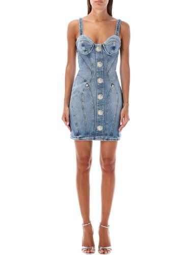 Balmain Mini Denim Dress Bustier - Balmain - Modalova