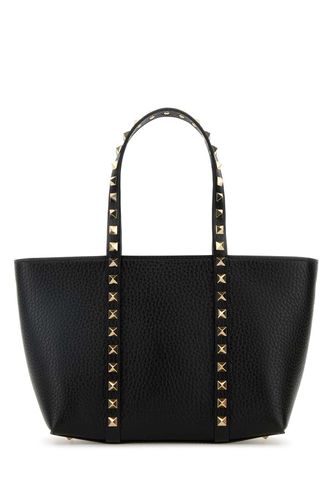 Black Leather Medium Rockstud Handbag - Valentino Garavani - Modalova