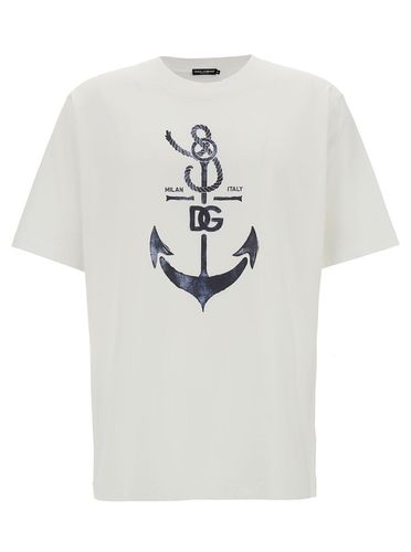 Oversized T-shirt With Branded Anchor Print In Cotton Man - Dolce & Gabbana - Modalova