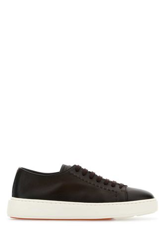 Brown Leather Clean Sneakers - Santoni - Modalova