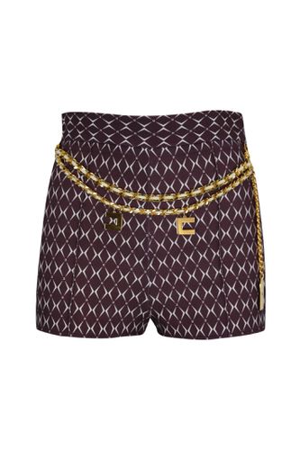 Crepe Shorts With Diamond Pattern And Belt - Elisabetta Franchi - Modalova