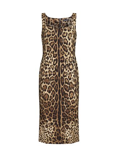 Animal Print Back Zip Sleeveless Dress - Dolce & Gabbana - Modalova