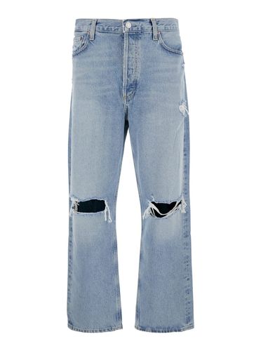 S Light Blue Jeans With Rips In Organic Cotton Denim Man - AGOLDE - Modalova