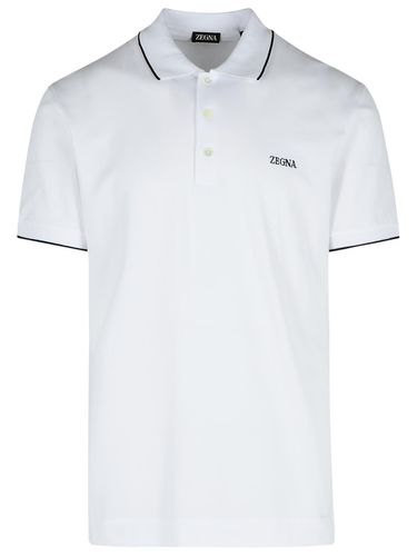 Zegna White Cotton Polo Shirt - Zegna - Modalova