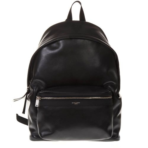 City Backpack In Matt Black Leather - Saint Laurent - Modalova