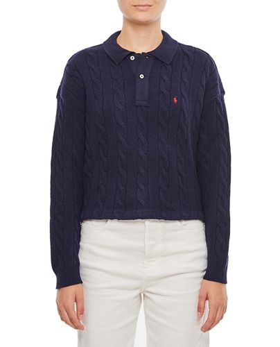 Pony Embroidered Cable-knit Top - Polo Ralph Lauren - Modalova