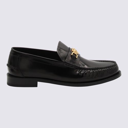 And Gold Leather Medusa Loafers - Versace - Modalova