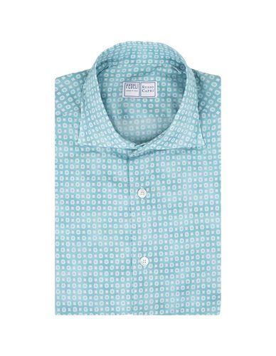 Sean Shirt In Turquoise Printed Panamino - Fedeli - Modalova