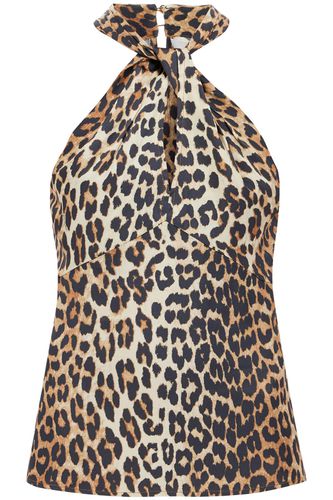 Ganni Leopard Print Satin Top For - Ganni - Modalova