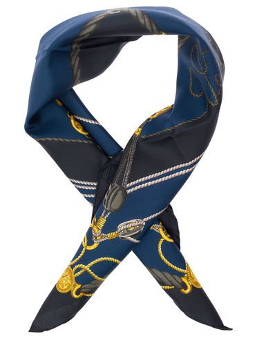 Scarf With Nautic Print In Silk Man - Versace - Modalova