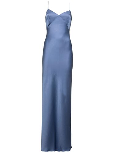 Long Light Blue Slip Dress In Acetate Blend Woman - Max Mara - Modalova