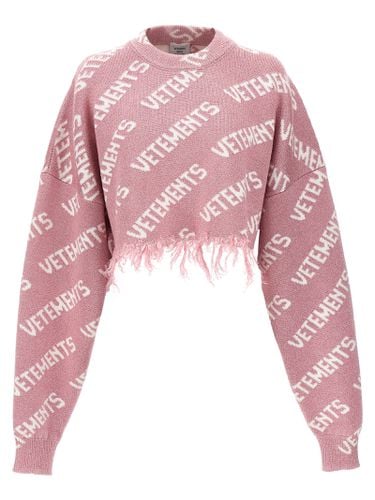 Iconic Lurex Monogram Crop Sweater - VETEMENTS - Modalova