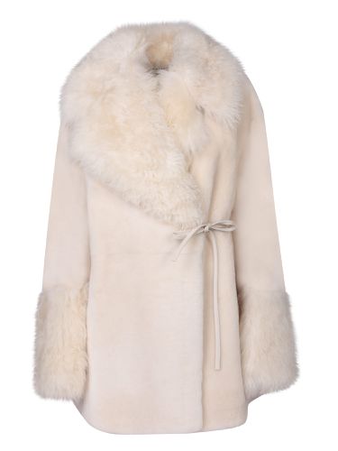 Reversible Cream Shearling Coat - Parosh - Modalova