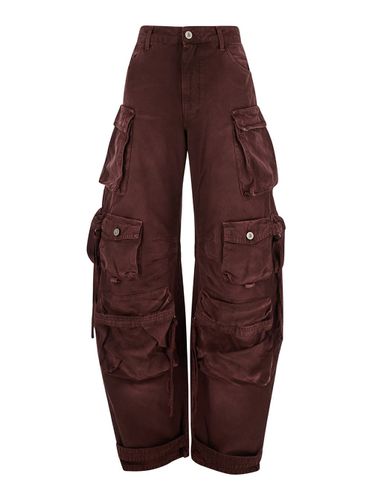 Fern Brown Cargo Jeans With Logo Patch In Denim Woman - The Attico - Modalova