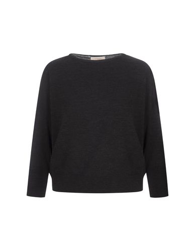 Anthracite Basic Sweater With Boat Neckline - Zanone - Modalova