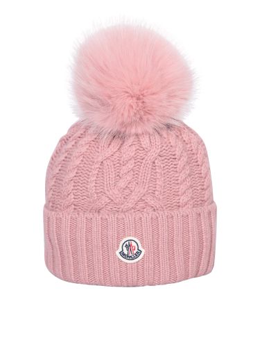 Moncler Pink Beanie With Pompon - Moncler - Modalova