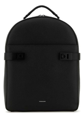 Ferragamo Black Leather Backpack - Ferragamo - Modalova