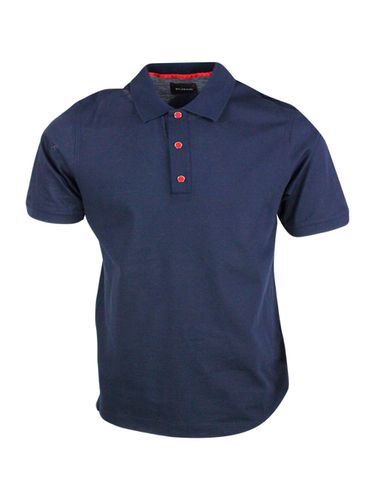 Short-sleeved Polo Shirt In Very Soft Piqué Cotton With Closure With Three Automatic Buttons With Logo - Kiton - Modalova