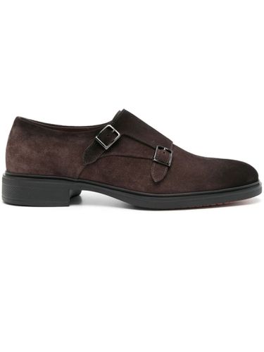 Santoni Brown Calf Suede Monk Shoes - Santoni - Modalova