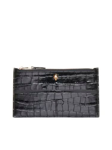 Croco Embossed Flat Zip Wallet - Alexander McQueen - Modalova