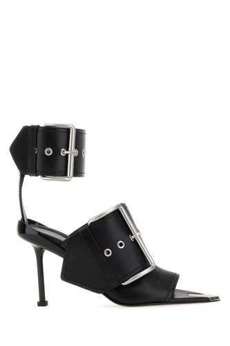 Black Leather Slash Sandals - Alexander McQueen - Modalova