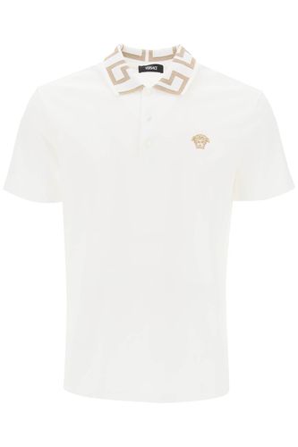 Polo Shirt With Greca Collar - Versace - Modalova