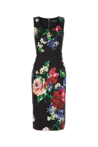 Printed Stretch Satin Dress - Dolce & Gabbana - Modalova