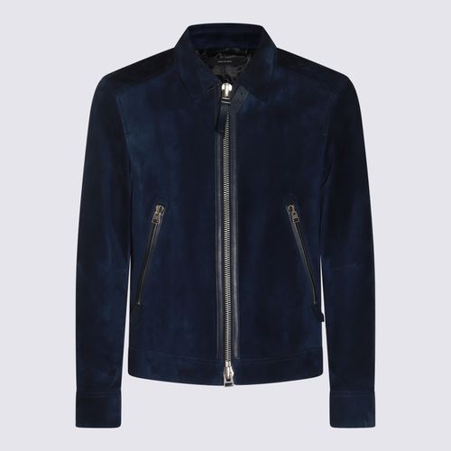 Tom Ford Dark Blue Leather Jacket - Tom Ford - Modalova