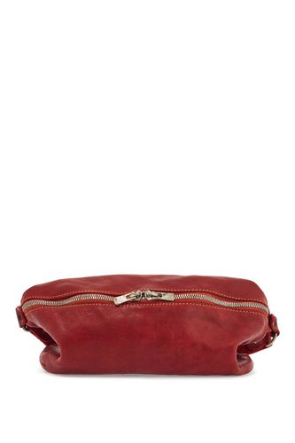 Medium Red Horse Leather Fanny Pack With Adjustable Shoulder Strap - Guidi - Modalova