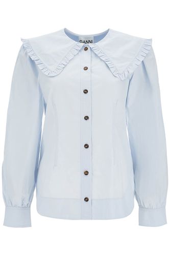 Poplin Shirt With Oversized Collar - Ganni - Modalova