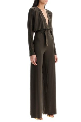 Dark Green Long Sleeve V-neck Jumpsuit - Norma Kamali - Modalova