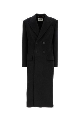 Slate Wool And Cashmere Coat - Saint Laurent - Modalova