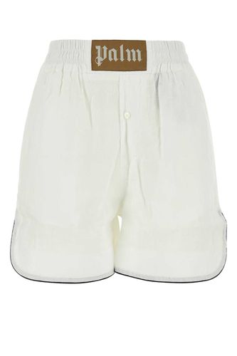 Palm Angels White Linen Shorts - Palm Angels - Modalova
