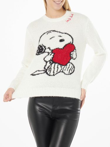 Woman Crewneck Black Sweater With Snoopy And Woodstock Print Ad Rhinestones Heart Snoopy Peanuts Special Edition - MC2 Saint Barth - Modalova