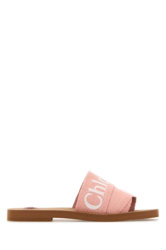 Chloé Pink Linen Woody Slippers - Chloé - Modalova