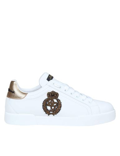 Portofino Sneakers In Leather With Side Crown Logo - Dolce & Gabbana - Modalova