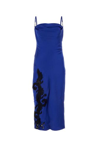 Versace Blue Satin Slip Dress - Versace - Modalova