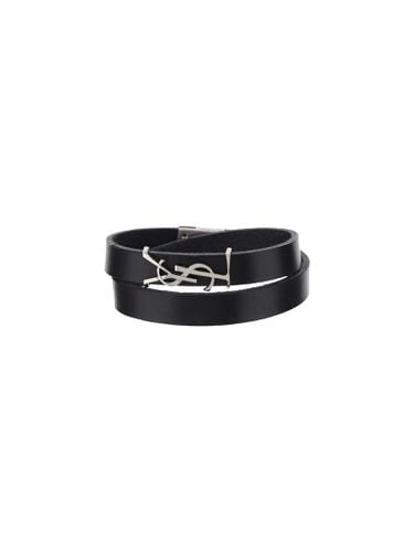 Black Leather Opyum Bracelet - Saint Laurent - Modalova