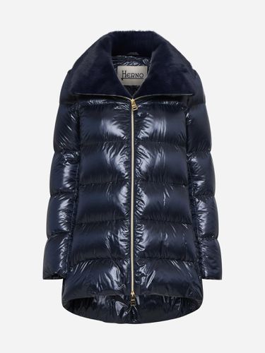 A-shape Nylon And Faux Fur Down Jacket - Herno - Modalova