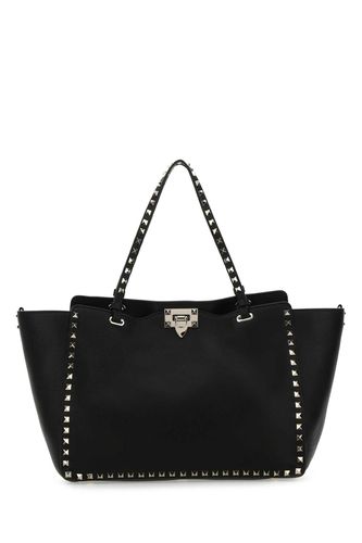Black Leather Medium Rockstud Shoulder Bag - Valentino Garavani - Modalova