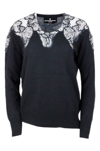 Crewneck Sweater With Lace - Ermanno Scervino - Modalova