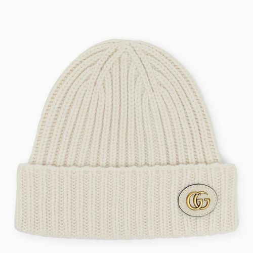 Gucci Ivory Cashmere Cap With Logo - Gucci - Modalova