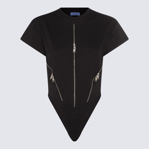 Mugler Black Jersey Zipped Bodysuit - Mugler - Modalova